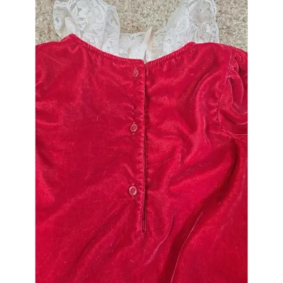Janie and Jack Girl Holiday Red Velvet Lace Collar Dress size 5 - Picture 6 of 6